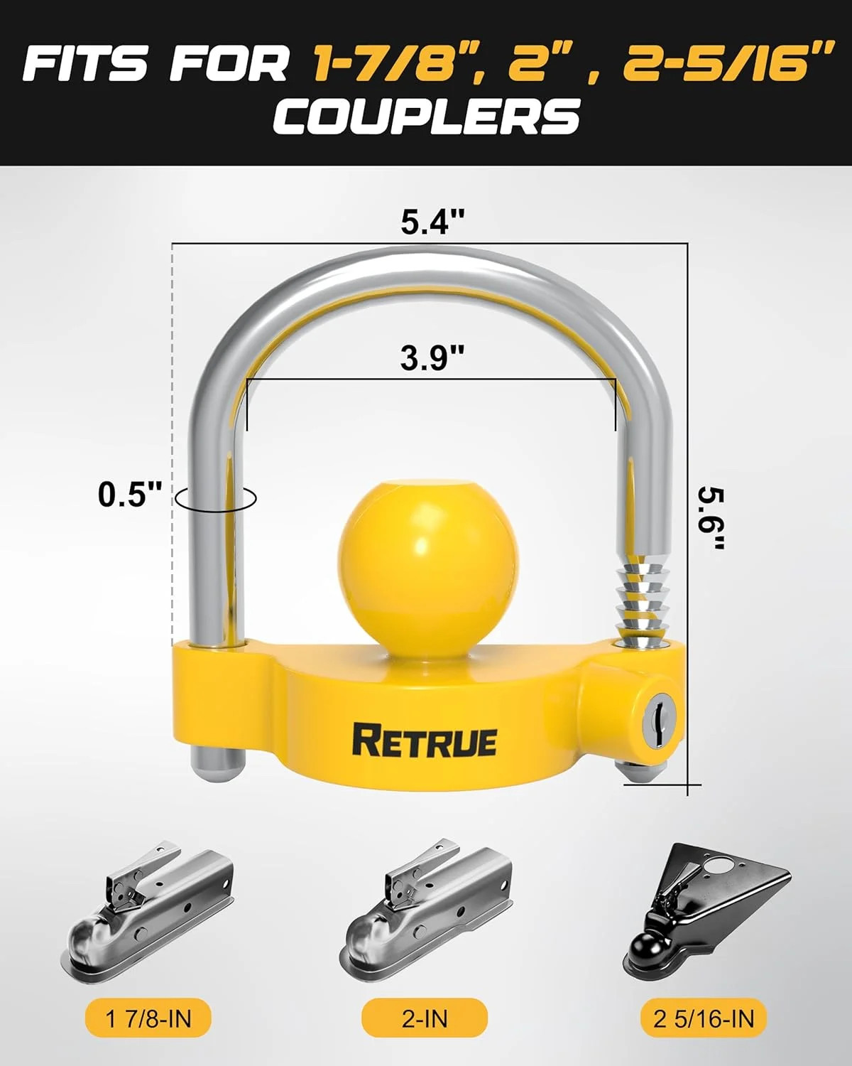 RETRUE Universal Coupler Lock Trailer Locks Ball Hitch Trailer Hitch Lock Adjust