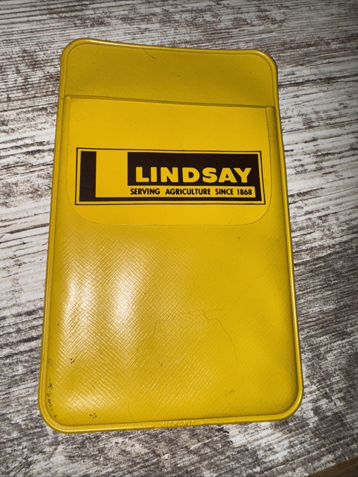 Vintage Lindsay Serving Agricultural Since 1868 Pocket Protector Yellow