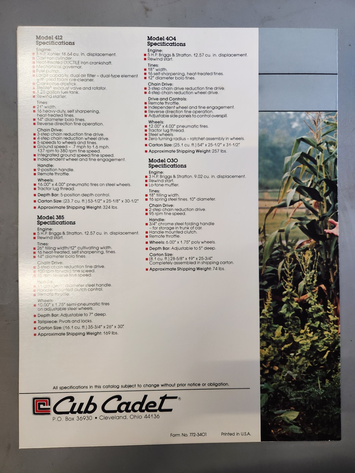 Cub Cadet Sales Brochures