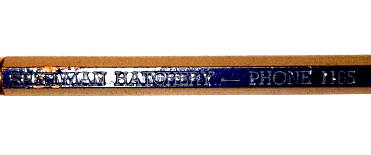 LONG FERRULE « Sherman Hatchery – Phone 1105 » Gold & Black Unused Wood Pencil