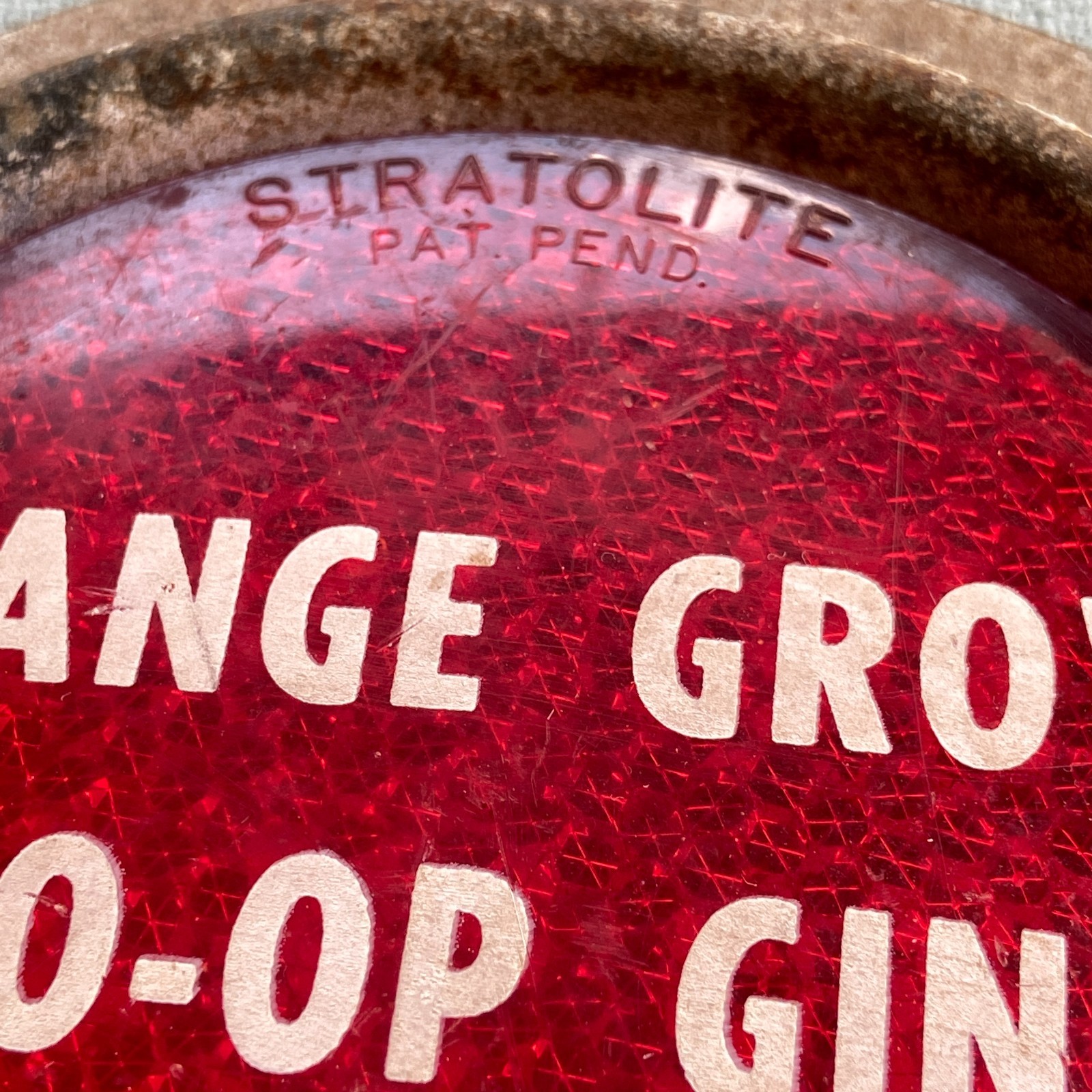 Orange Grove Texas Co-Op Cotton Gin Stratolite Reflector Tractor Truck Red 5.5”
