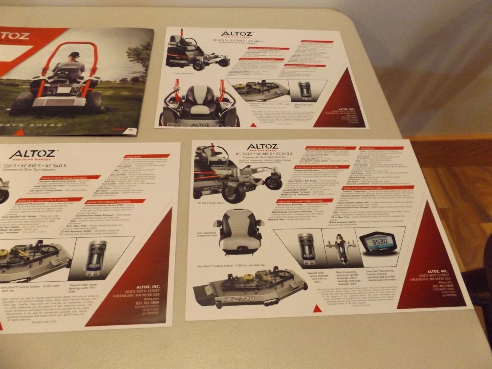 5-pc. ALTOZ PRECISION MOWERS, LIT. # 90000178, 181, 182, 183, 184, 2013