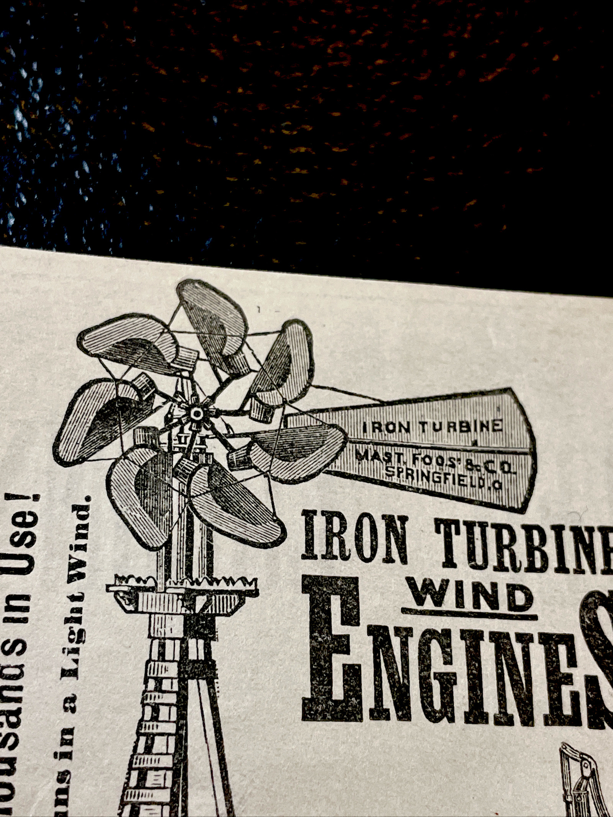 1883 Mast Windmill & Engines Farm Advertising Engraving – San Francisco