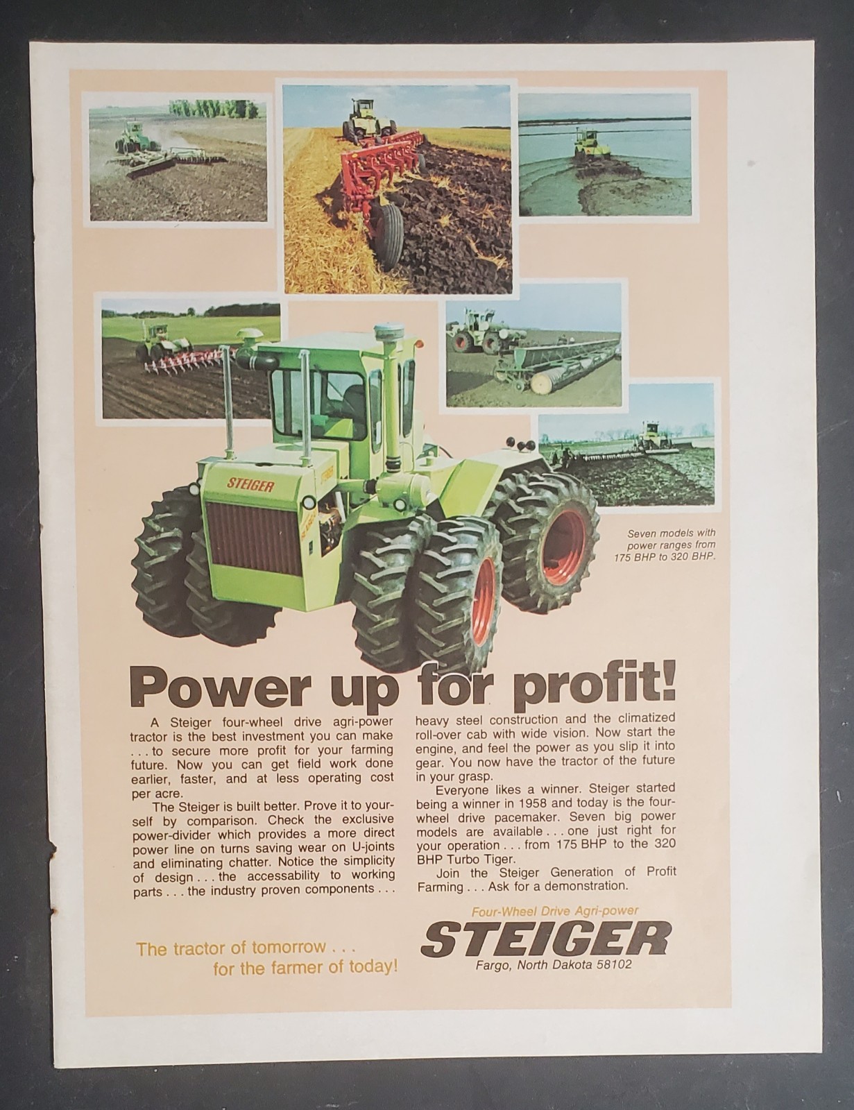 Steiger 1974 Magazine Print Advertisement Power Up For Profit