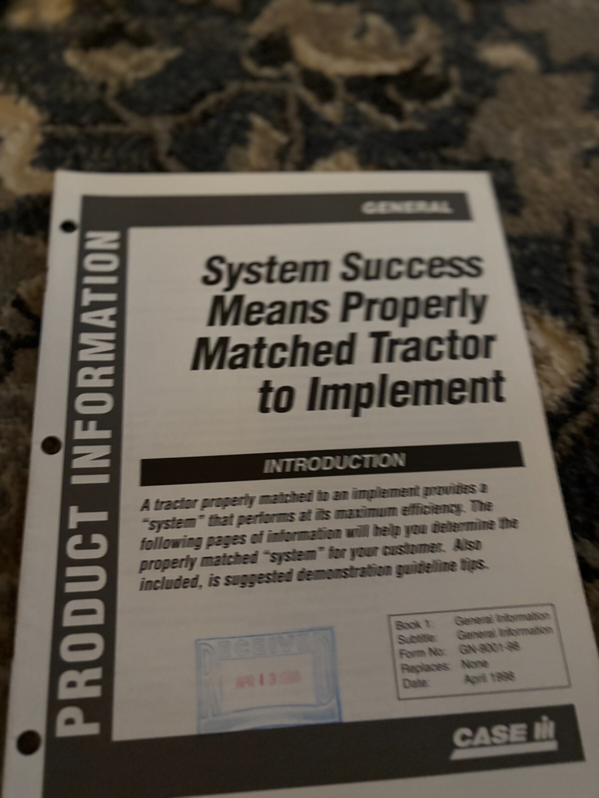 Case International System Success Means Properly Matched Tractor Brochure FCCA24
