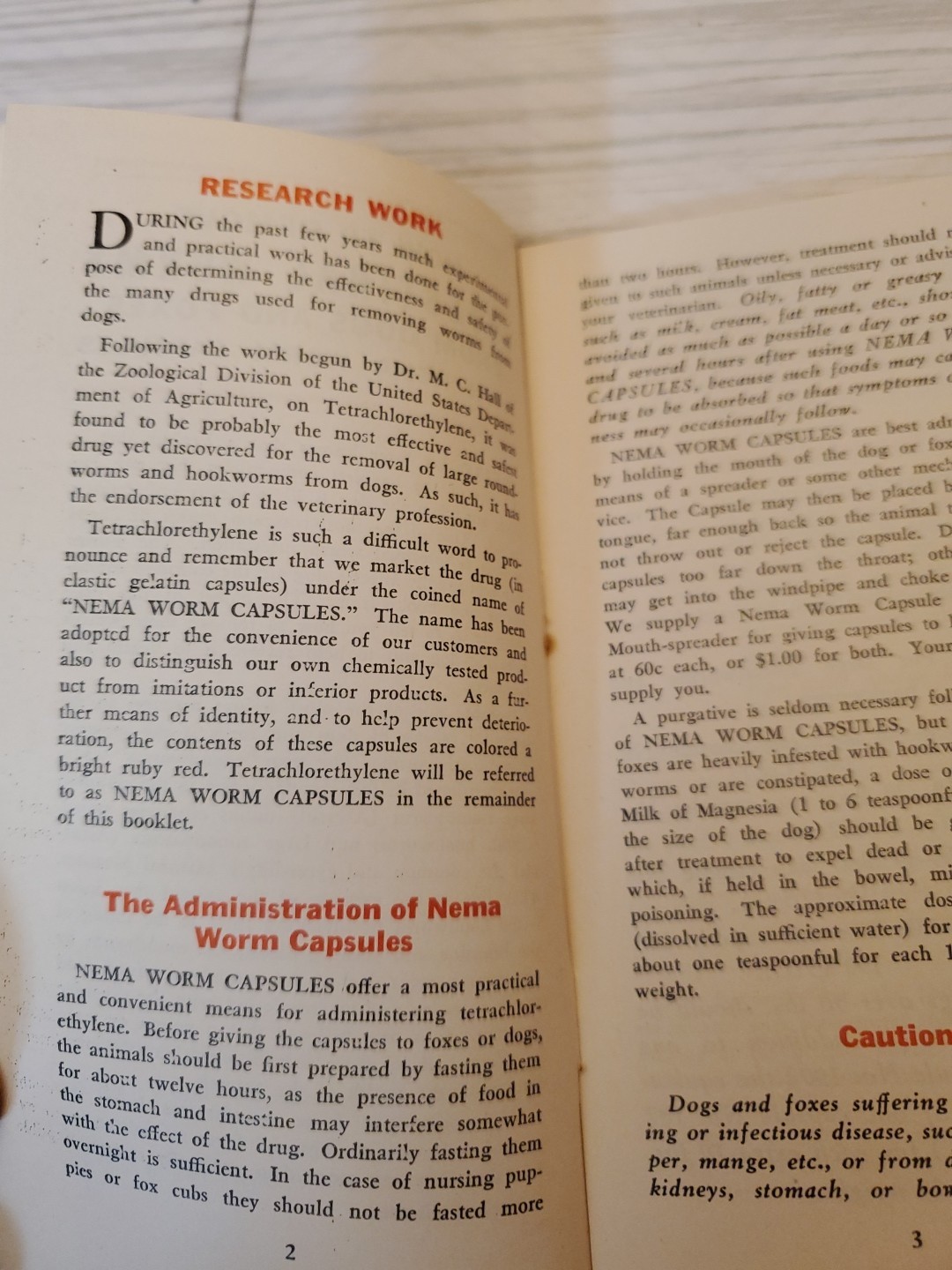 1927 NEMA Worm Capsules Prevention of Dog Diseases Parke Davis & Co. Brochure
