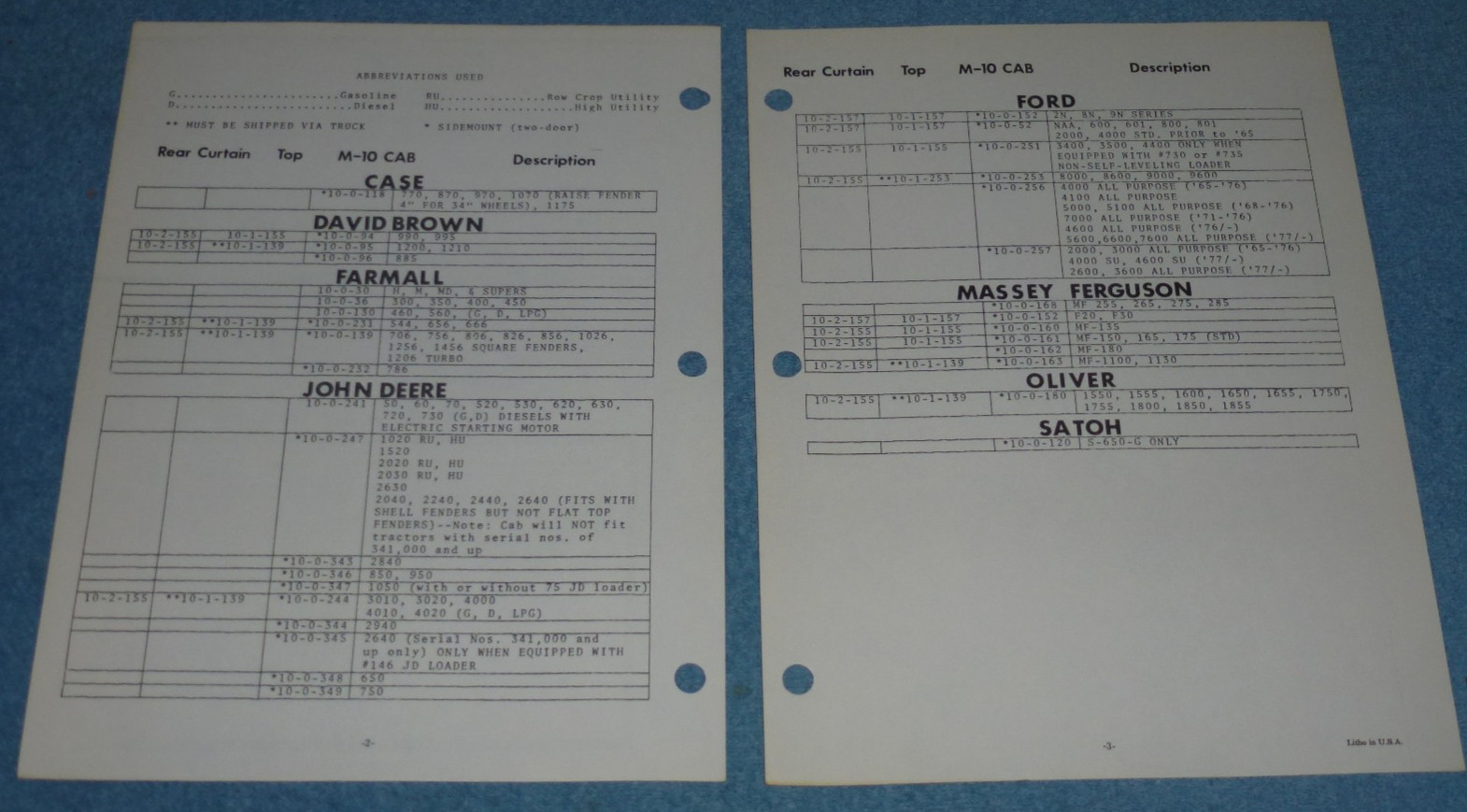 1983 Original Half/Cab Tractor Model Listing Brochure Sheet