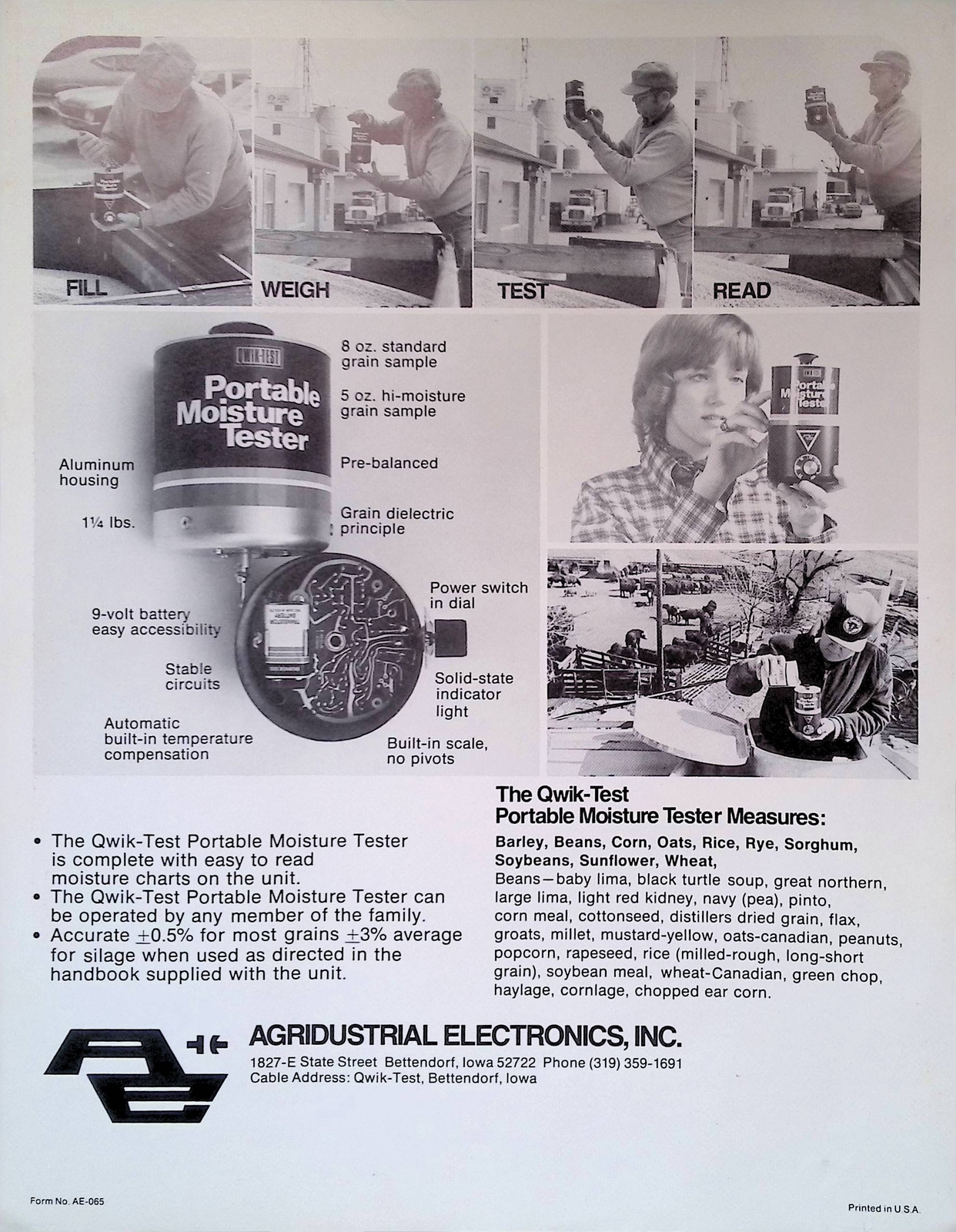 Vintage Farm Advertisement Spec Sheet Portable Moisture Tester for Farm and Ranc
