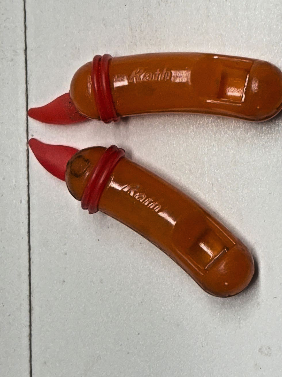 Rath Promo Hotdog Toy Whistles (TWO) with Red Feathers
