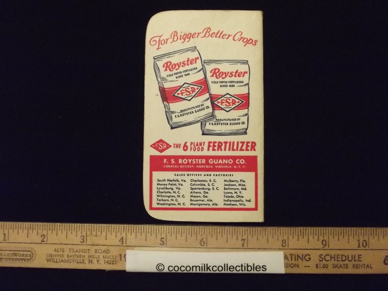 Postcard 1957 F S Royster Guano Company Plant Food Advertising Memo Pad Nice