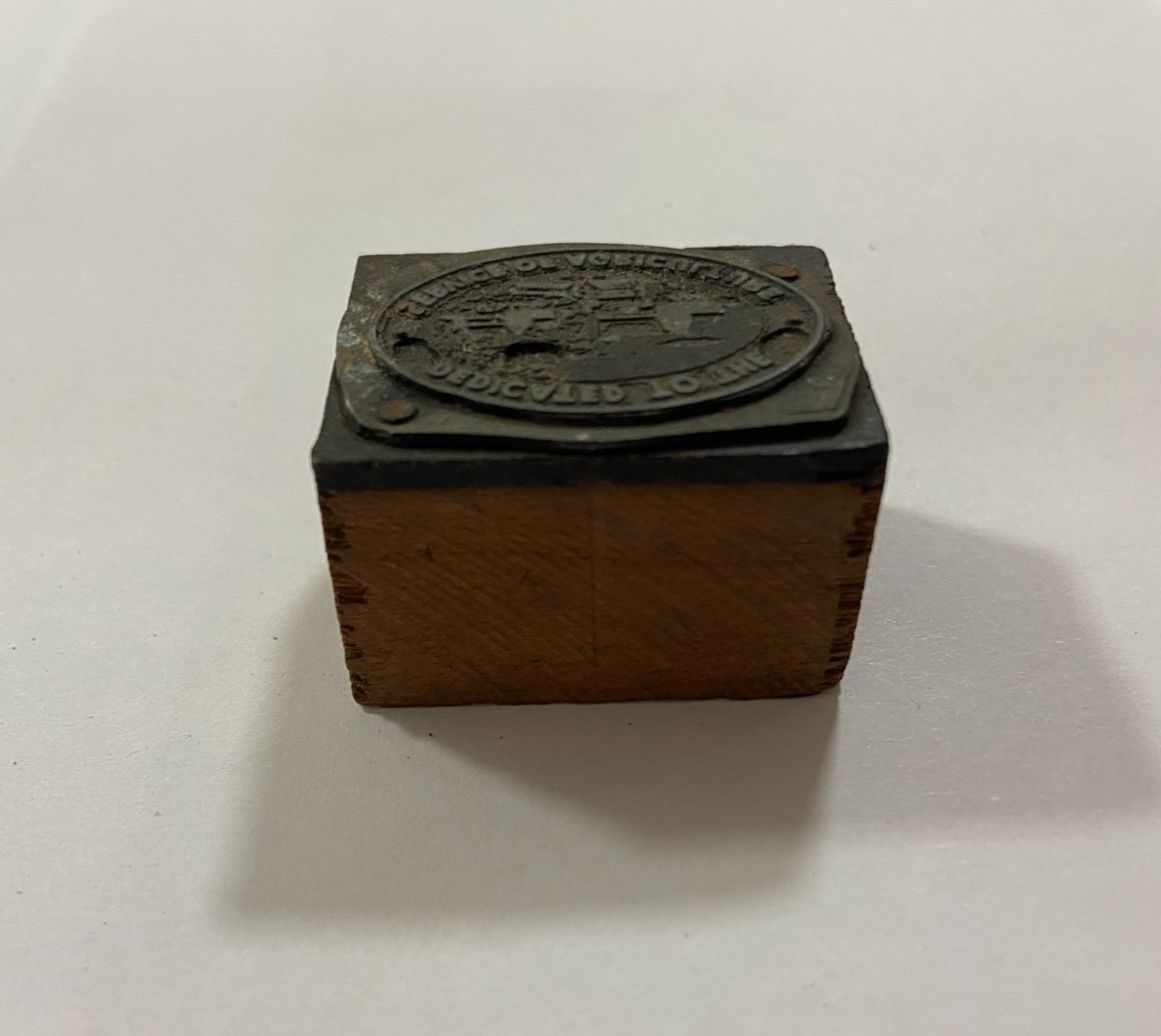 Vtg Printing Letterpress Printers Block Wood Metal DEDICATED SERVICE AGRICULTURE