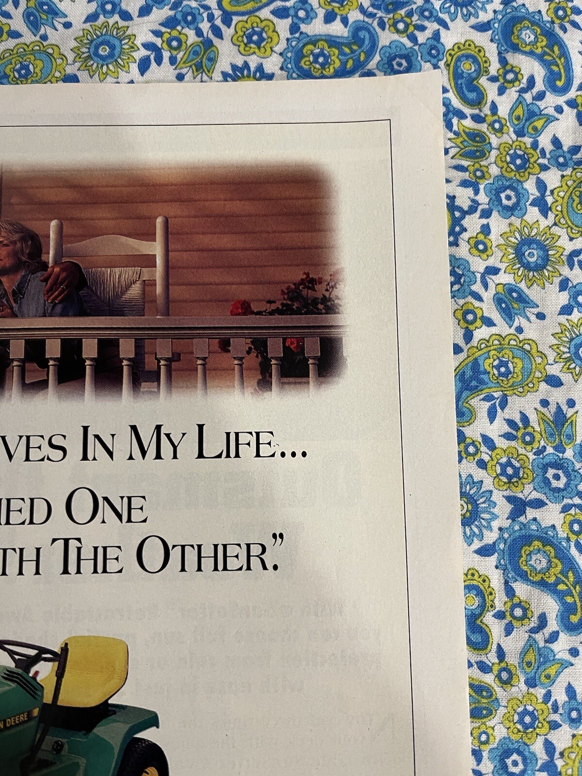 Vintage 90’s John Deere Garden Tractor Print Ad Two Loves In My Life