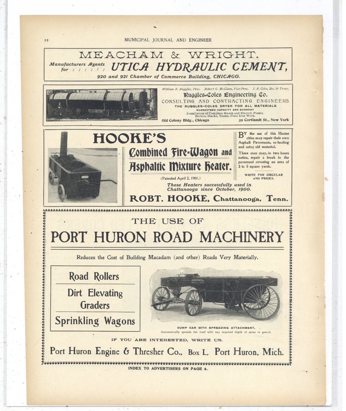1901 Port Huron Michigan Engine & Thresher Co. Ad: Dump Car for Road Work