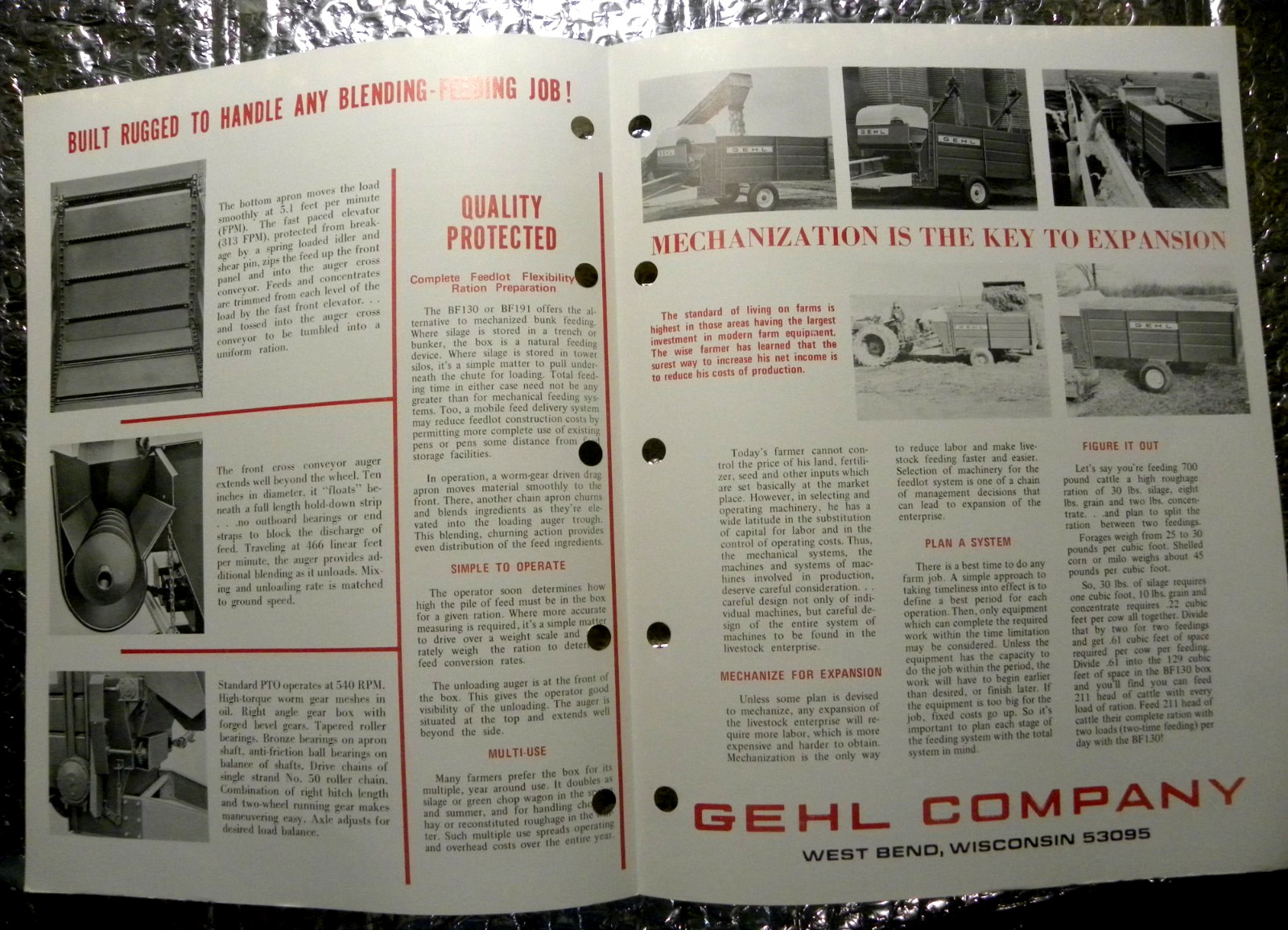Vintage Factory GEHL Dealer&rsquo;s Brochure Blender Feed Box BF191 BF130