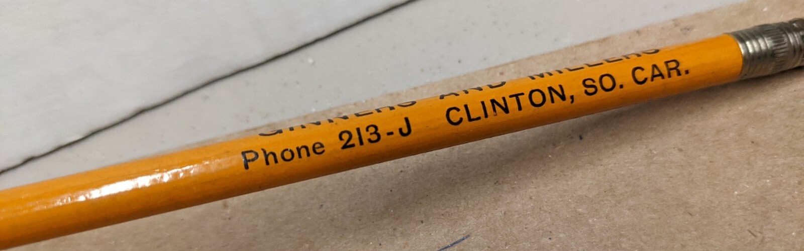 Vintage Clinton Milling Co. Phone 213-J Clinton South Carolina S.C. Pencil
