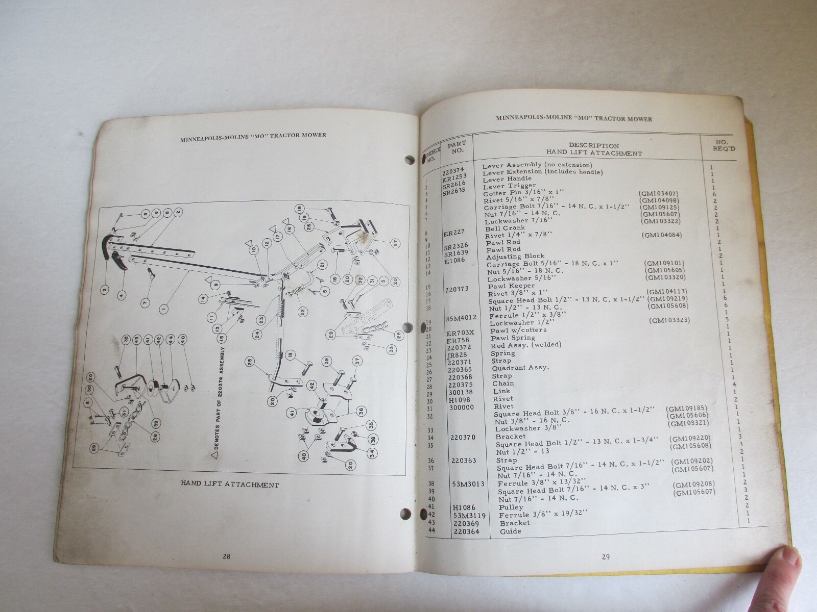 MBF89 Farm Manual Minneapolis Moline MM Repair Catalog MO Tractor mower 105 107