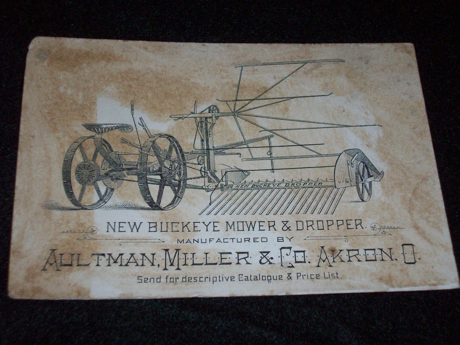 Aultman-Miller & Co. 1800&rsquo;s Trade Card Buckeye Mower & Dropper