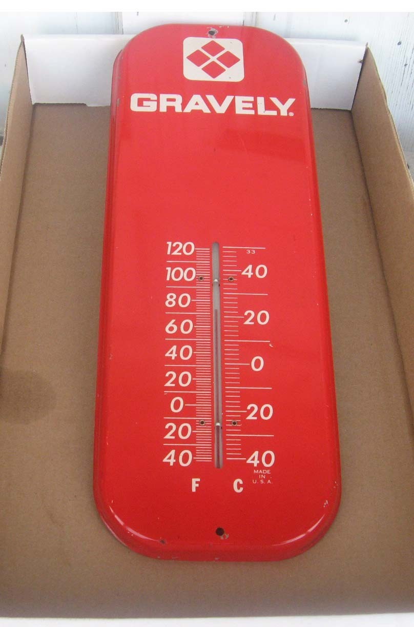 GRAVELY LAWN MOWER GARDEN TRACTOR CO TIN THERMOMETER SIGN