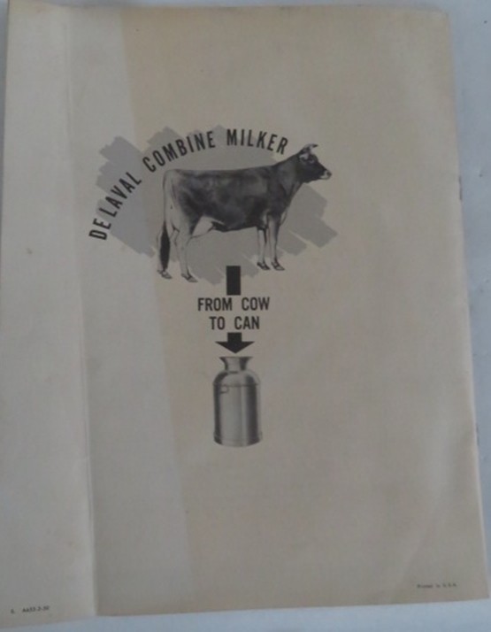 Vintage 1950 De Laval Model F Combine Milker Plan Book/Brochure