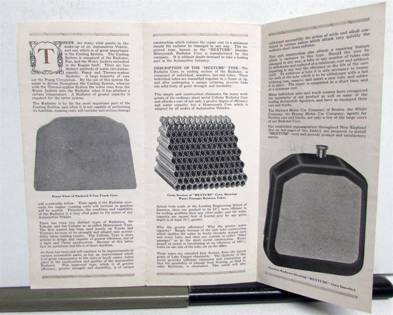 1910s Automotive Radiator Co Hextube Radiator Cores Specs Sales Tri-Folder