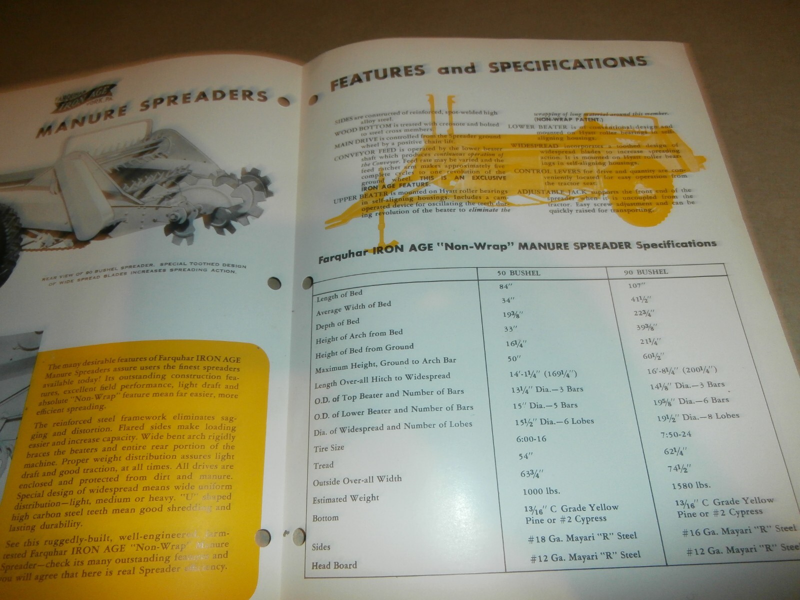 Vintage Farquhar York PA Manure Spreaders & Dusters Farm Brochures Manual