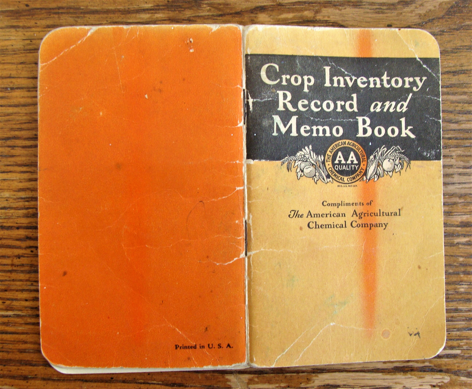 Vtg 1930 Crop Inventory Record Memo Book American Agricultural Chemical Company