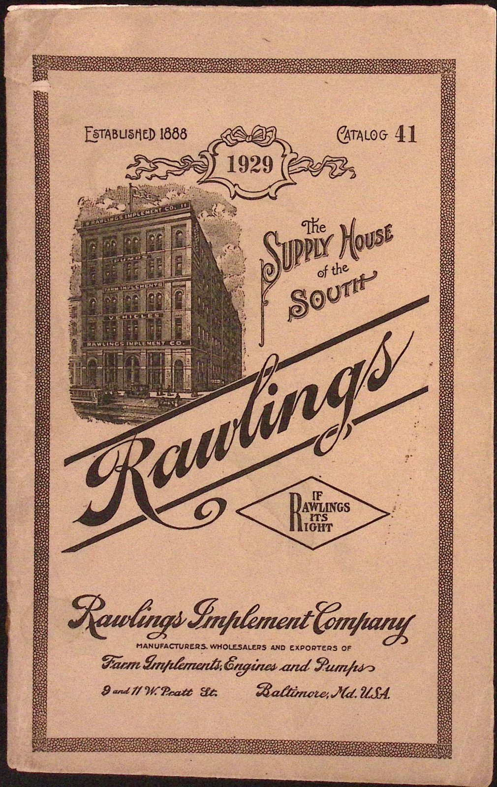 1929 Rawlings Supply House of the South Farm Implements Catalog 41