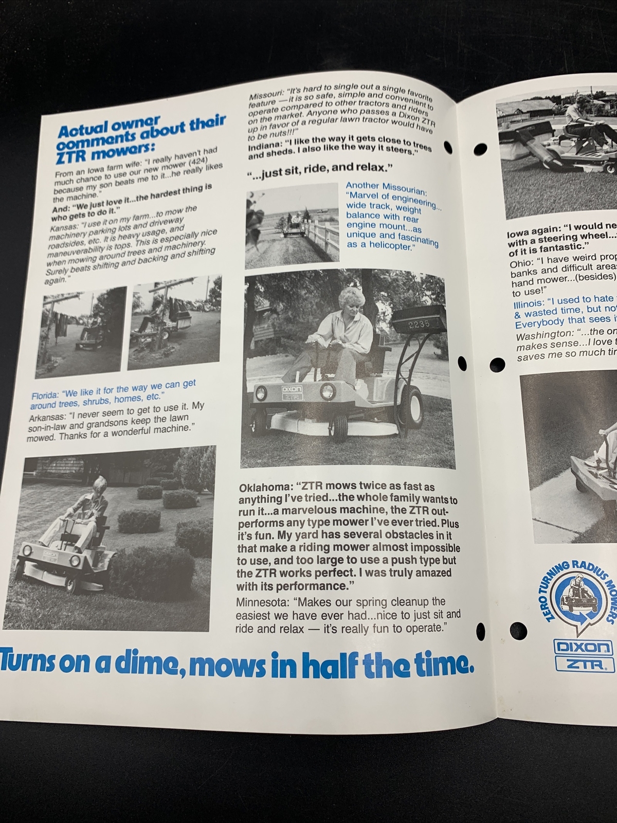 Original 1970’s Dixon Mowers ZTR Zeeter Sales Brochure Dixon Industries