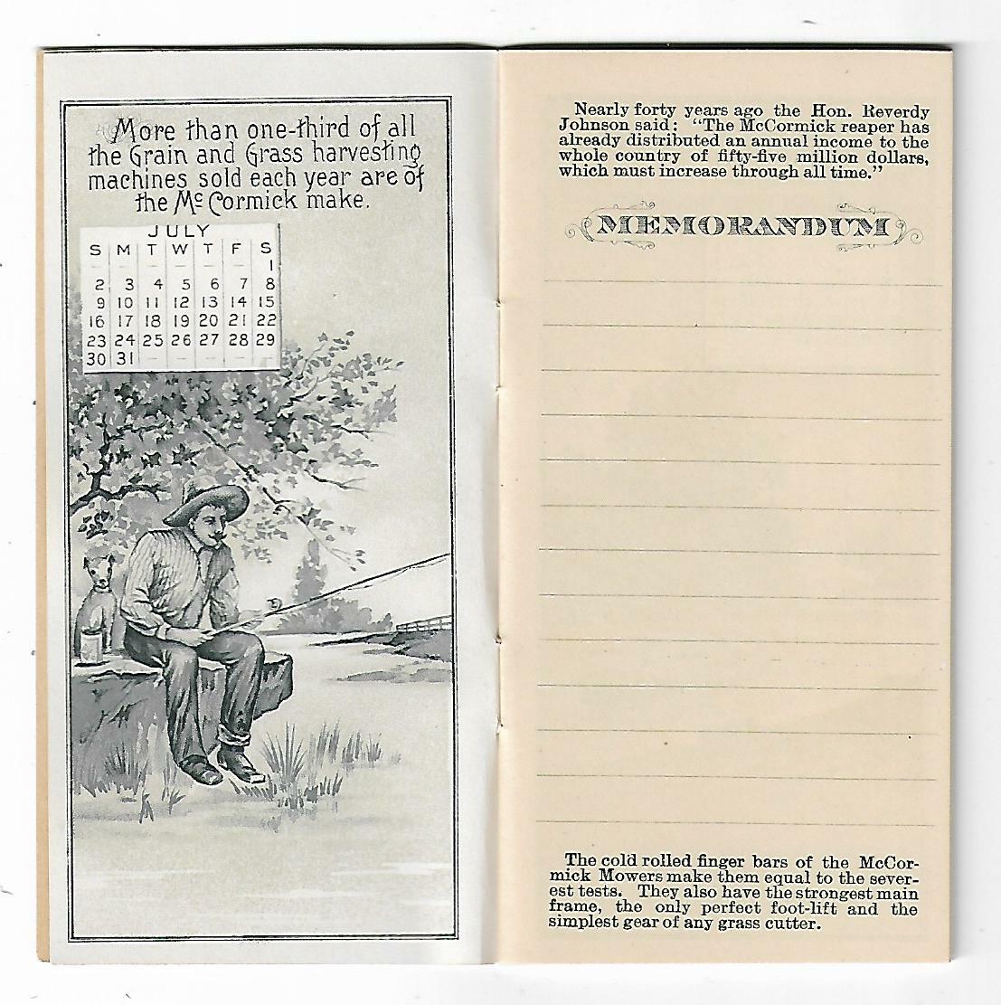 Old Calendar & Memo Book McCormick Harvesting Machine Co Chicago IL Factory View