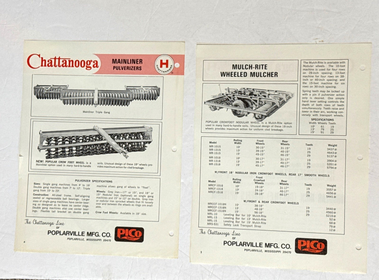 Poplarville Mfg Co Chattanooga Farm Implements Dealer Catalog Pages