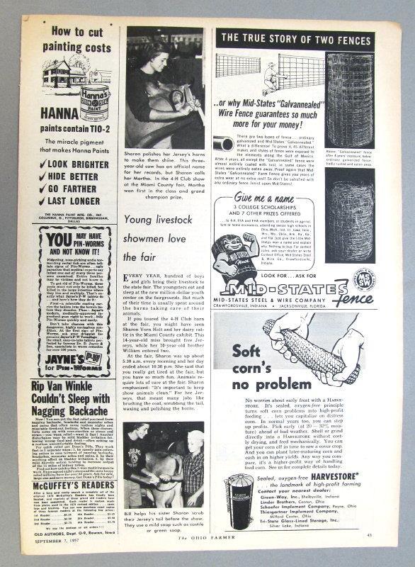 10×15 Orig 1957 4-H Article Photo Endorsed Sharon Vorn Holt Miami County Ohio
