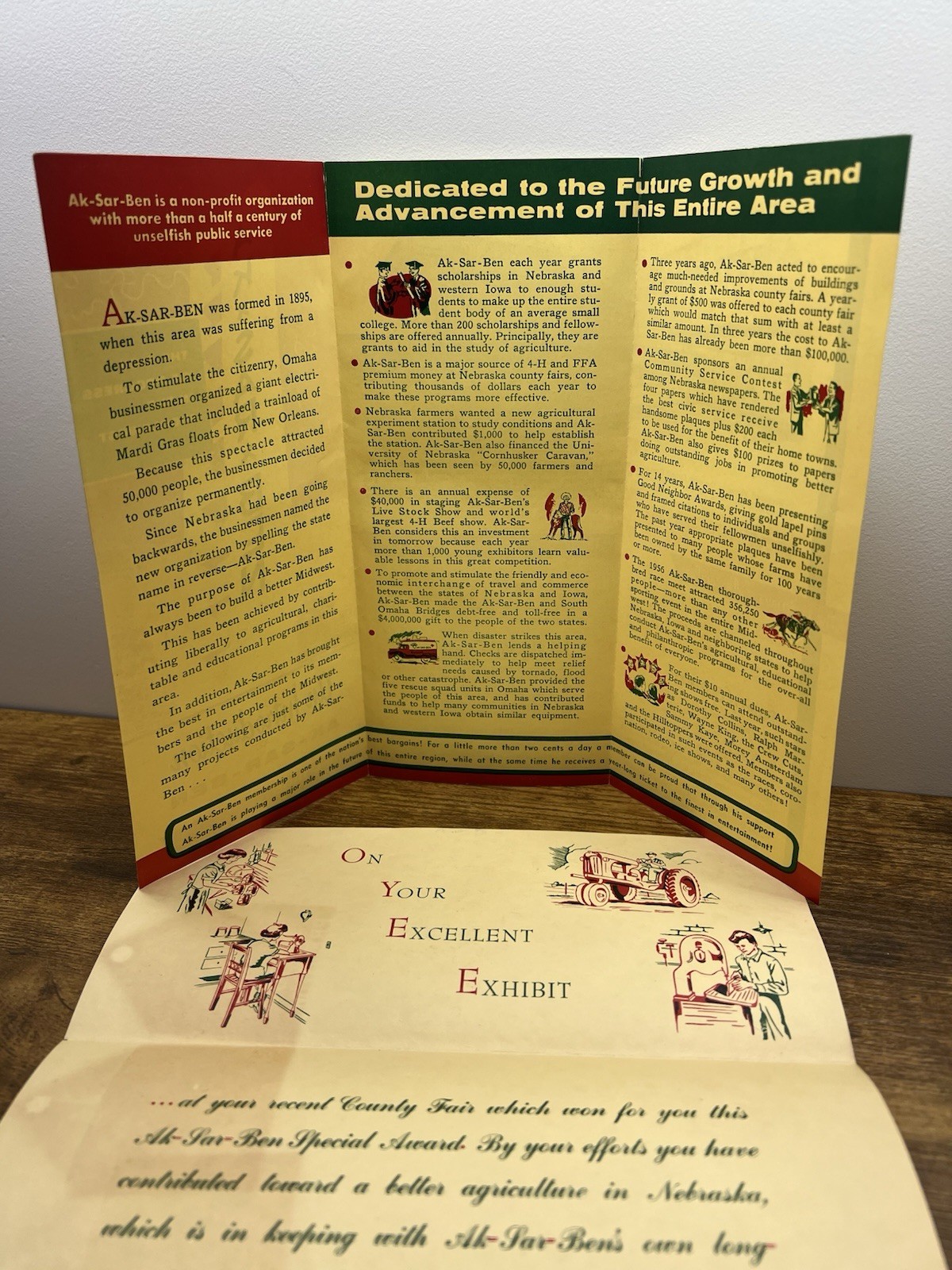 Ak-Sar-Ben Omaha NE Ephemera Lot 1957 Brochure 4-H Award Ribbon Letter AKSARBEN