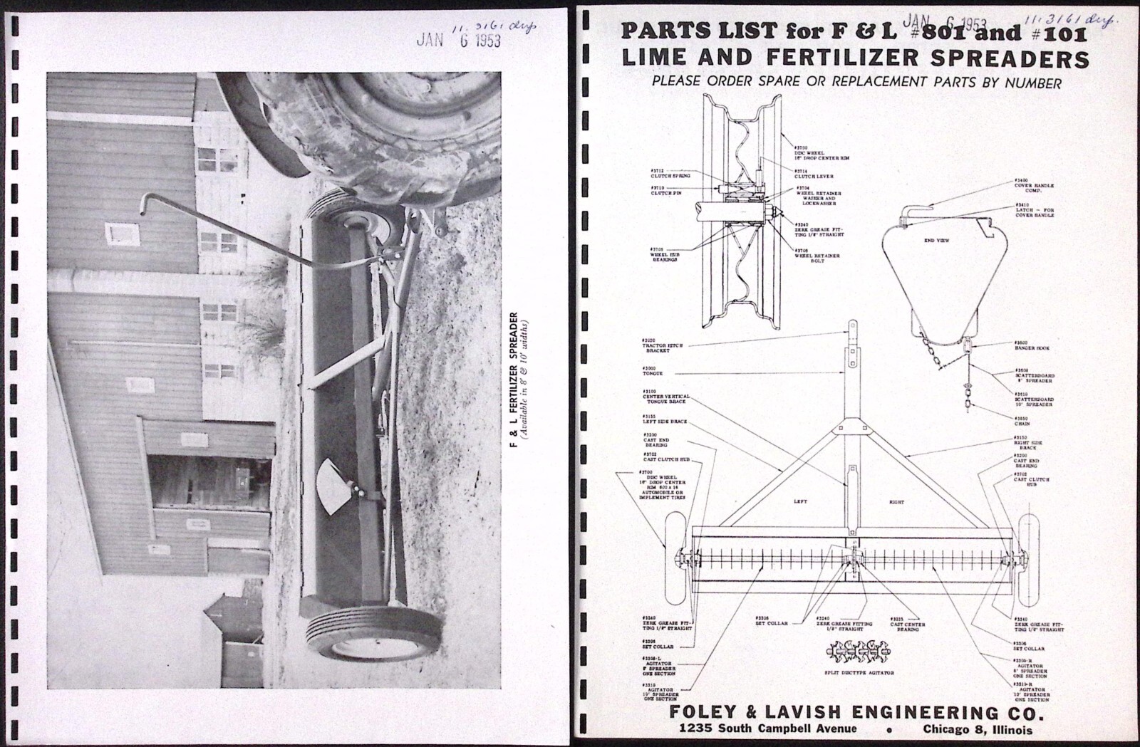 1953 Foley & Lavish Lime & Fertilizer Spreader Brochure F&L Farm Equipment