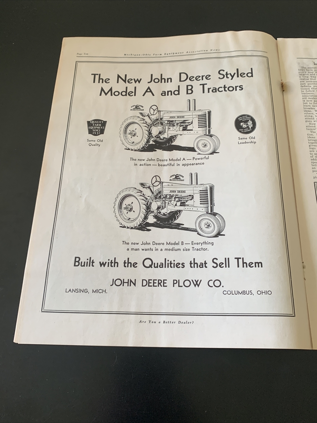 Rare – Michigan Farm Equipment Dealers 1938 Publication Newsletter – Great Ads