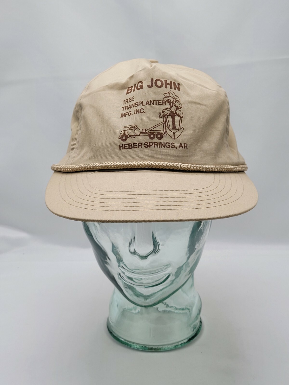 Big John Tree Transplanter Mfg. Inc. Vintage Tan Trucker Hat Snap Back EUC