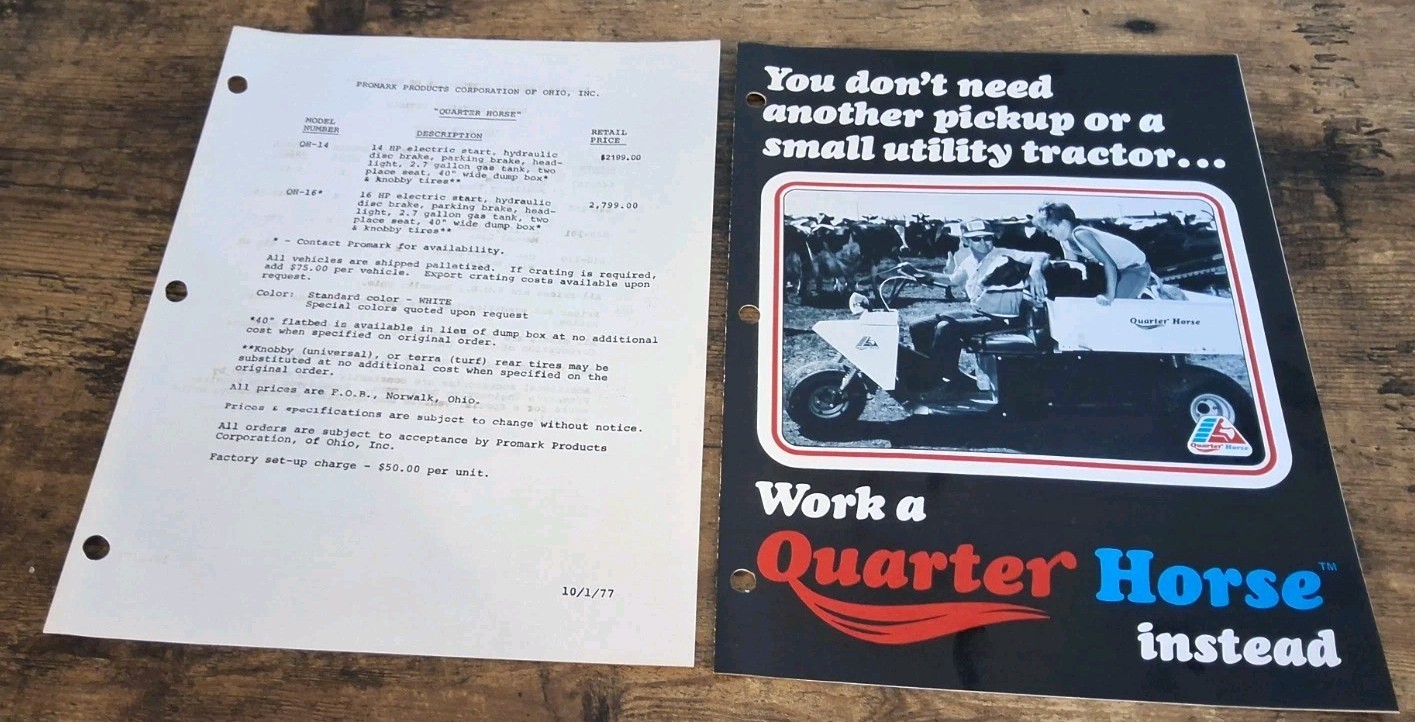 Promark Products Corporation Quarter Horse Utility Truck Brochure And Price List