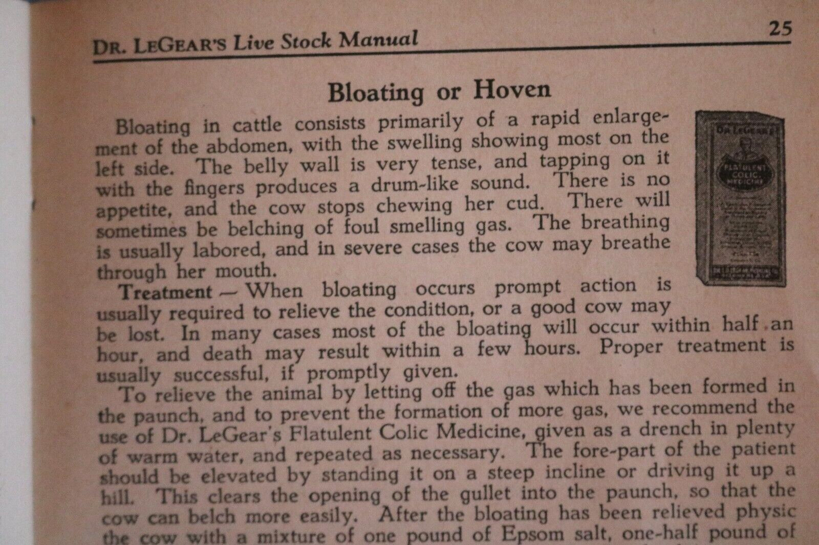 Vintage Dr. LeGear&rsquo;s Live Stock Manual Practical Guide Cows Horses Sheep Hogs