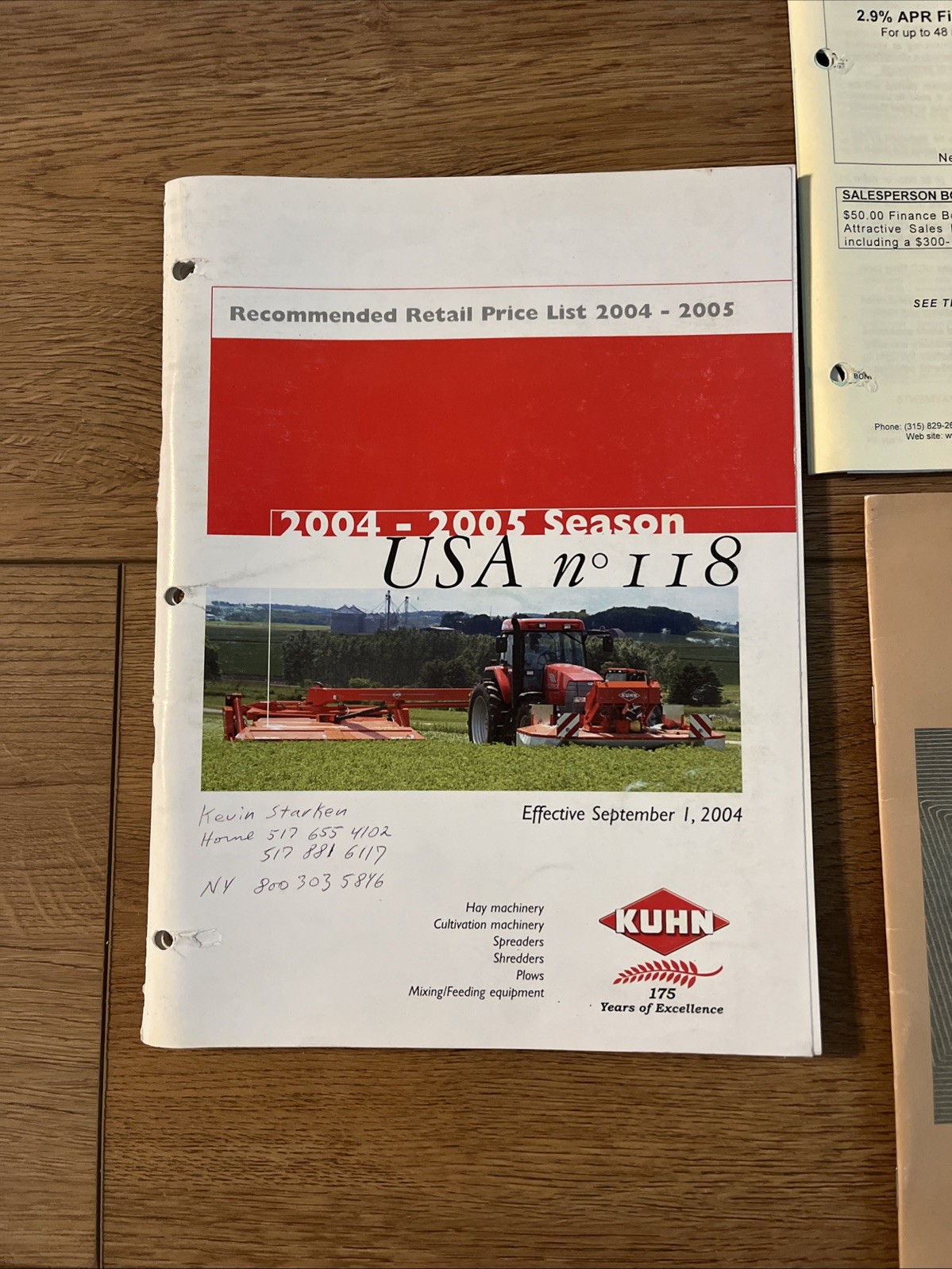 2004-2005 KUHN Knight Farming Retail Price List USA Farming Brochures