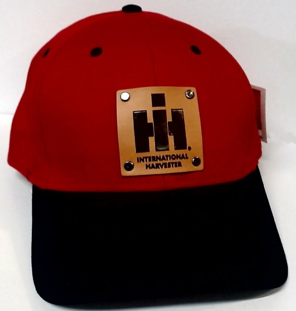 International Harvester Leather Emblem Solid Red and Black Hat Cap Gift