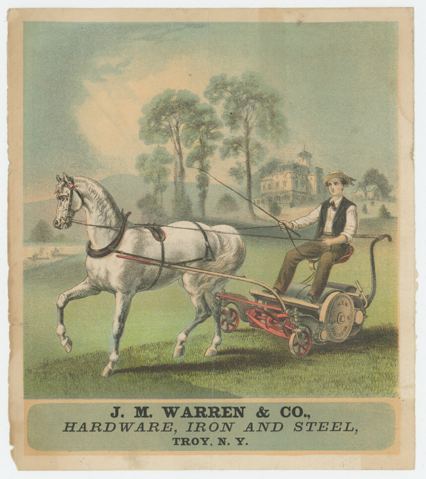 J.M. Warren Hardware Iron Excelsior Lawnmowers 1880&rsquo;s Trade Card