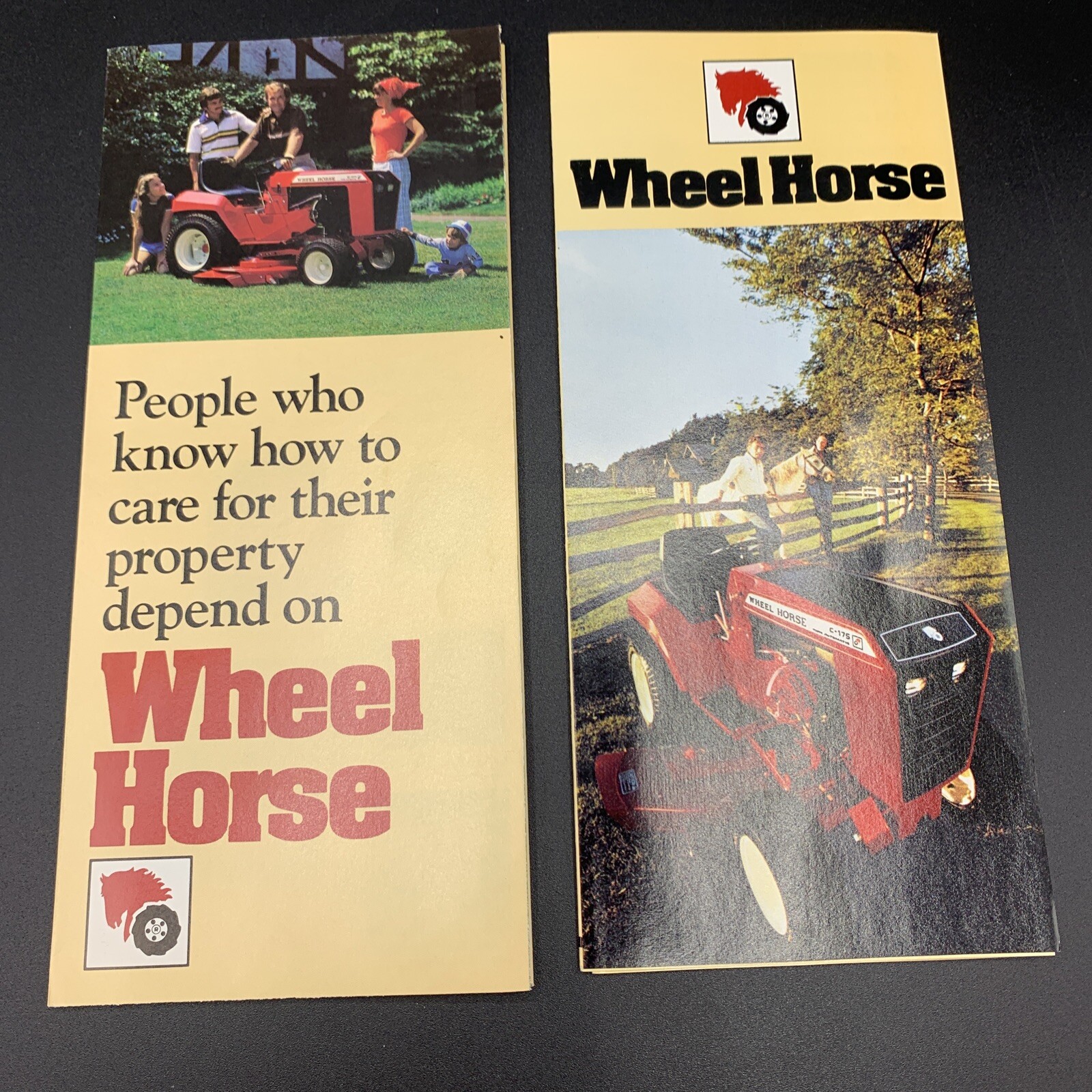 Pair Original NOS Wheel Horse Lawn Tractor Fold Out Mower Brochures-1979 & 1980