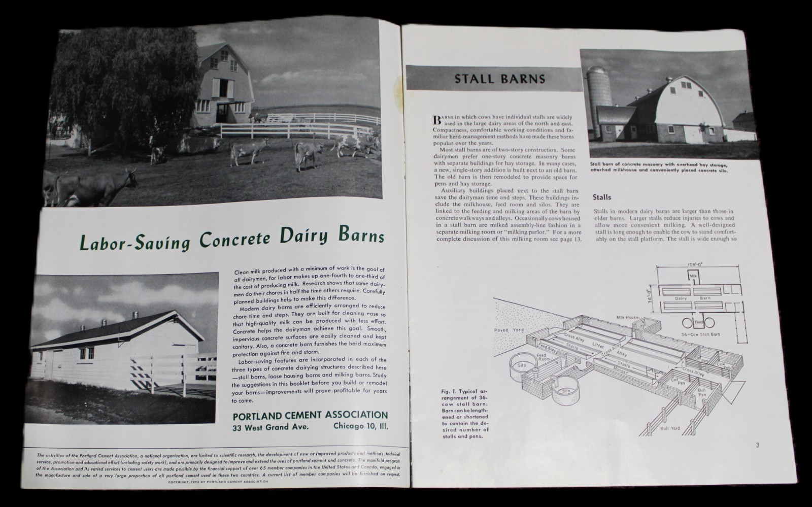 PORTLAND CEMENT CONCRETE DAIRY FARMING BARNS ADVERTISING BROCHURE 1953 VINTAGE
