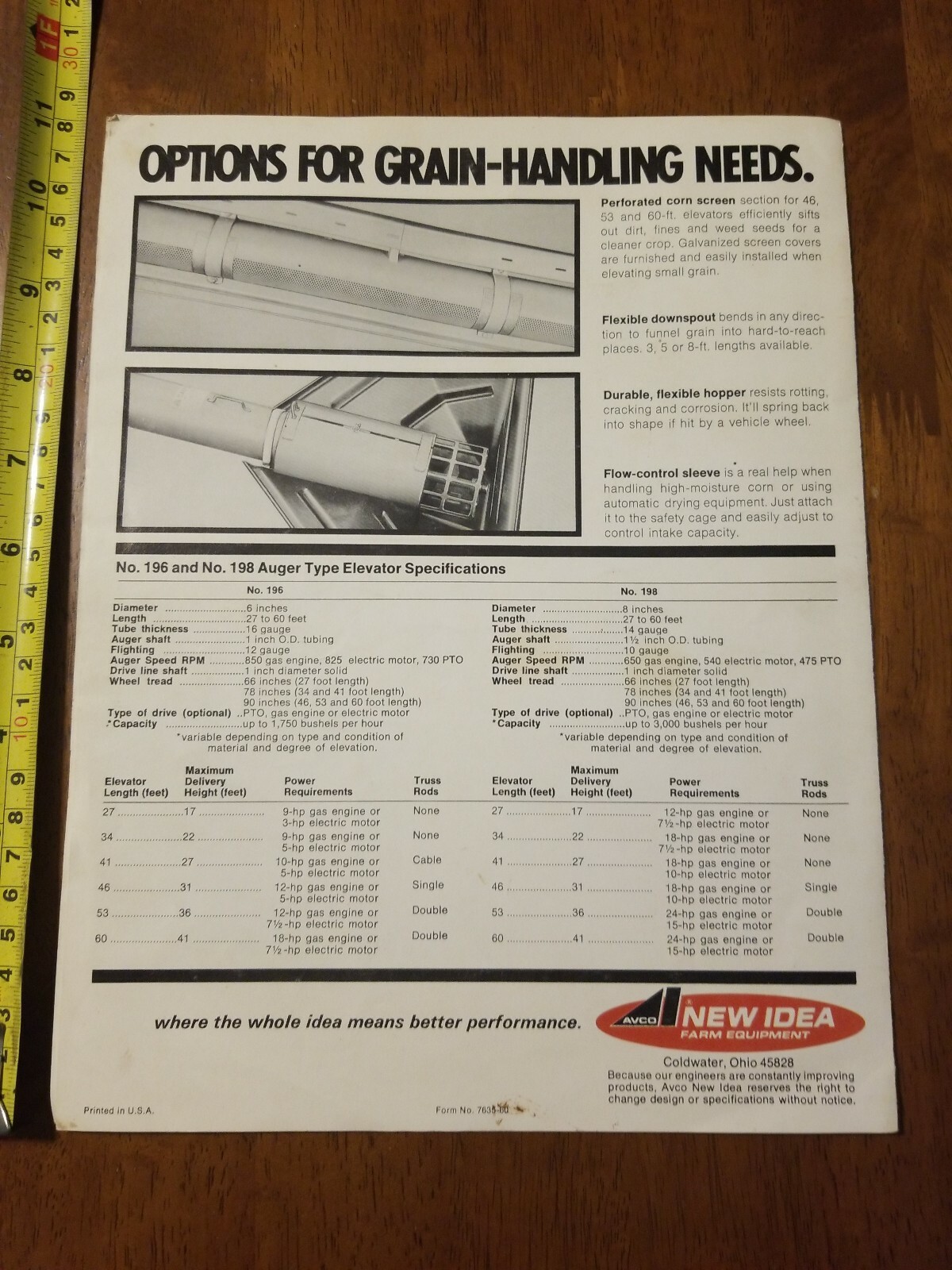 NEW IDEA FARM EQUIPMENT AUGER ELEVATORS ADVERTISMENT