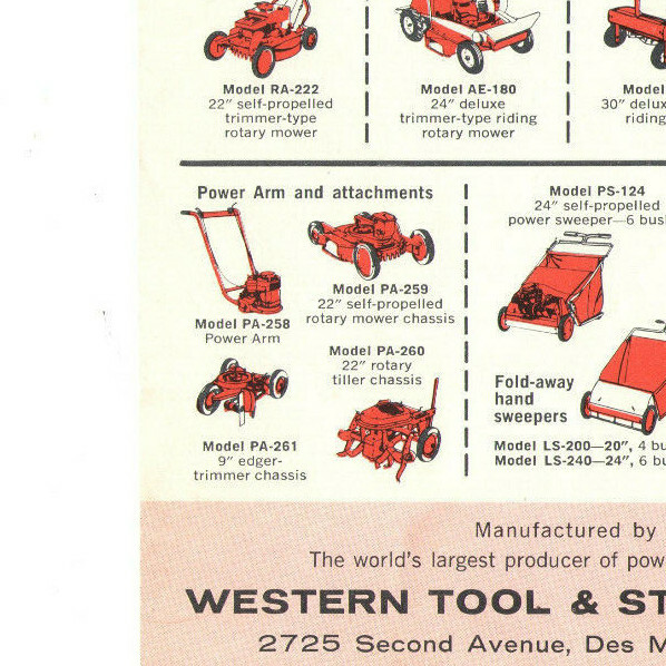 VINTAGE HOMKO &lsquo;SWEPT-LINE&rsquo; POWER MOWER BROCHURE! ONE SHEET! REEL & ROTARY MODELS