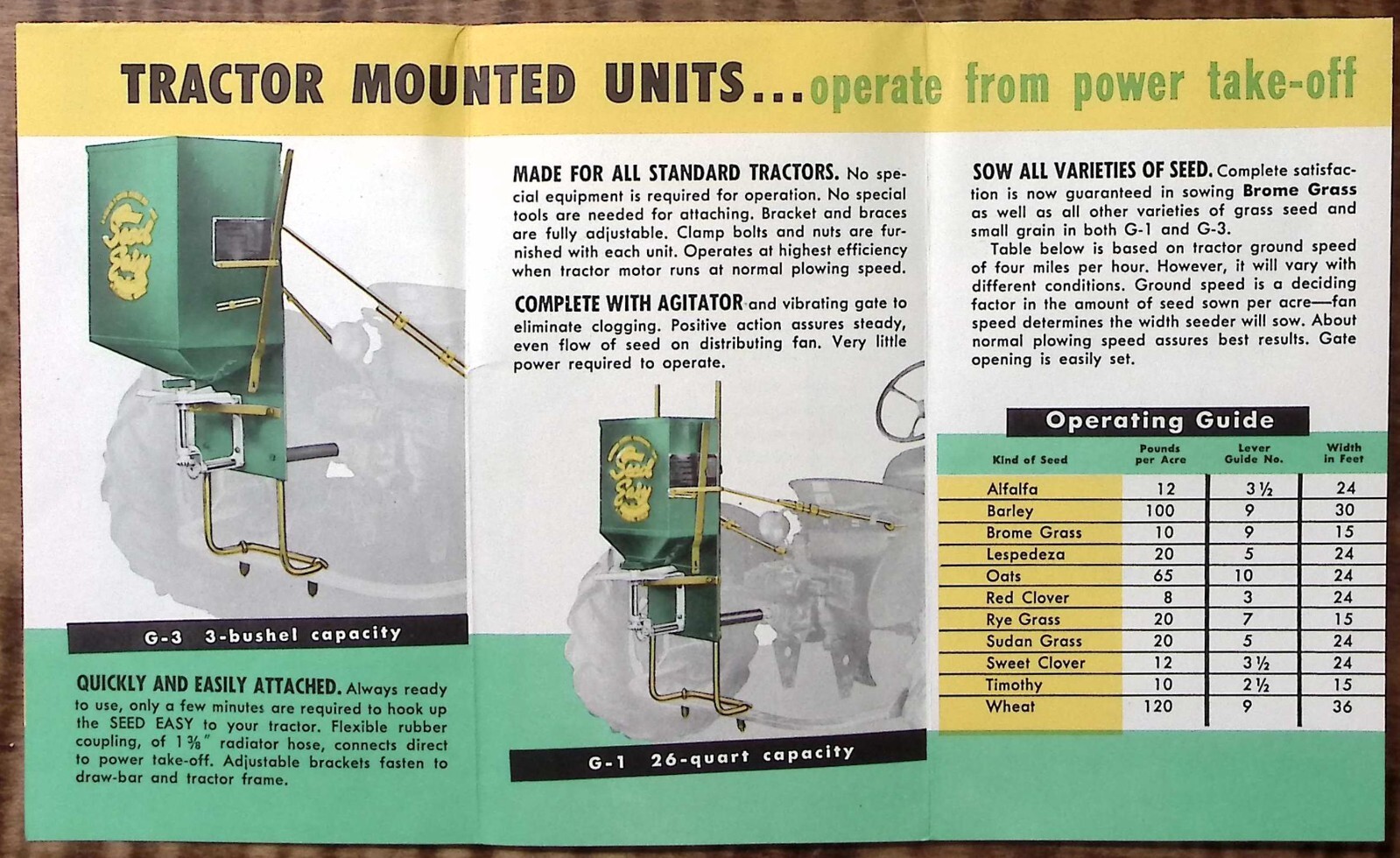 c1950 GARBER POWER SEEDERS TRACTOR MOUNTED ST PARIS OH ADVERTISING FLYER Z6111