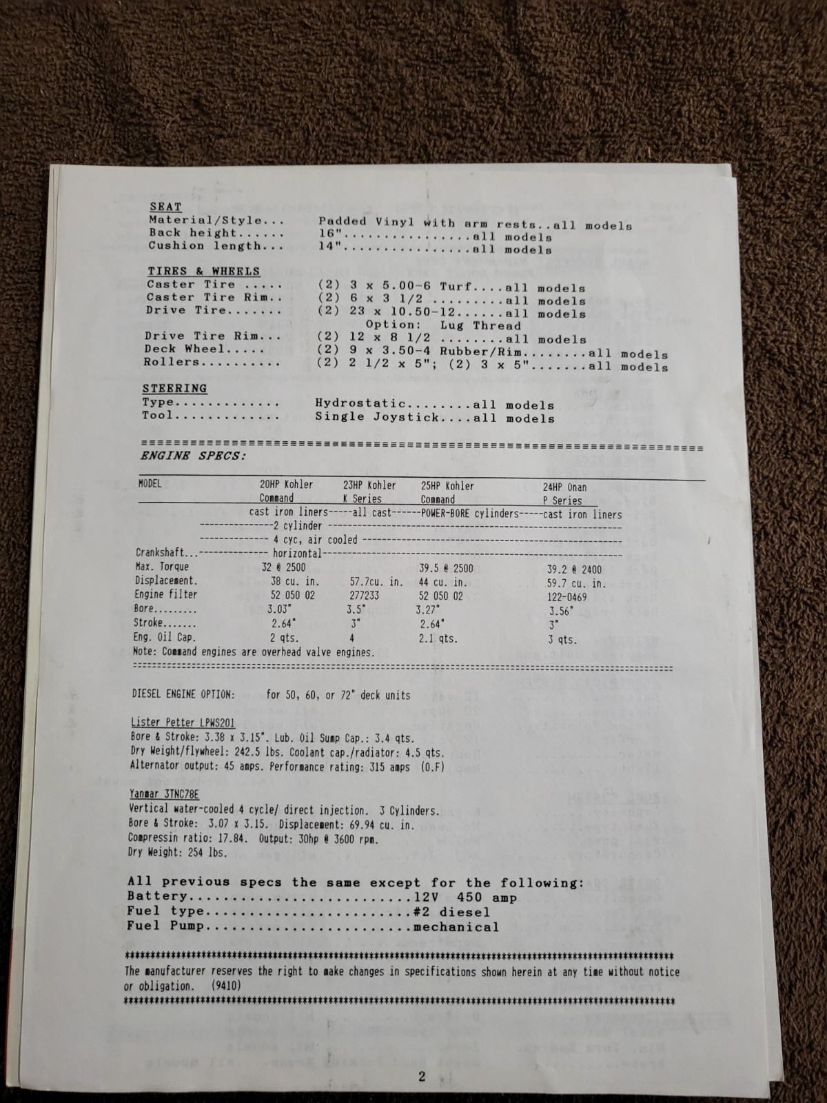 Vintage 1995 SCHWEISS SALES BROCHURE Magnum Zero Turn Lawn Mower 2350 thru 7225