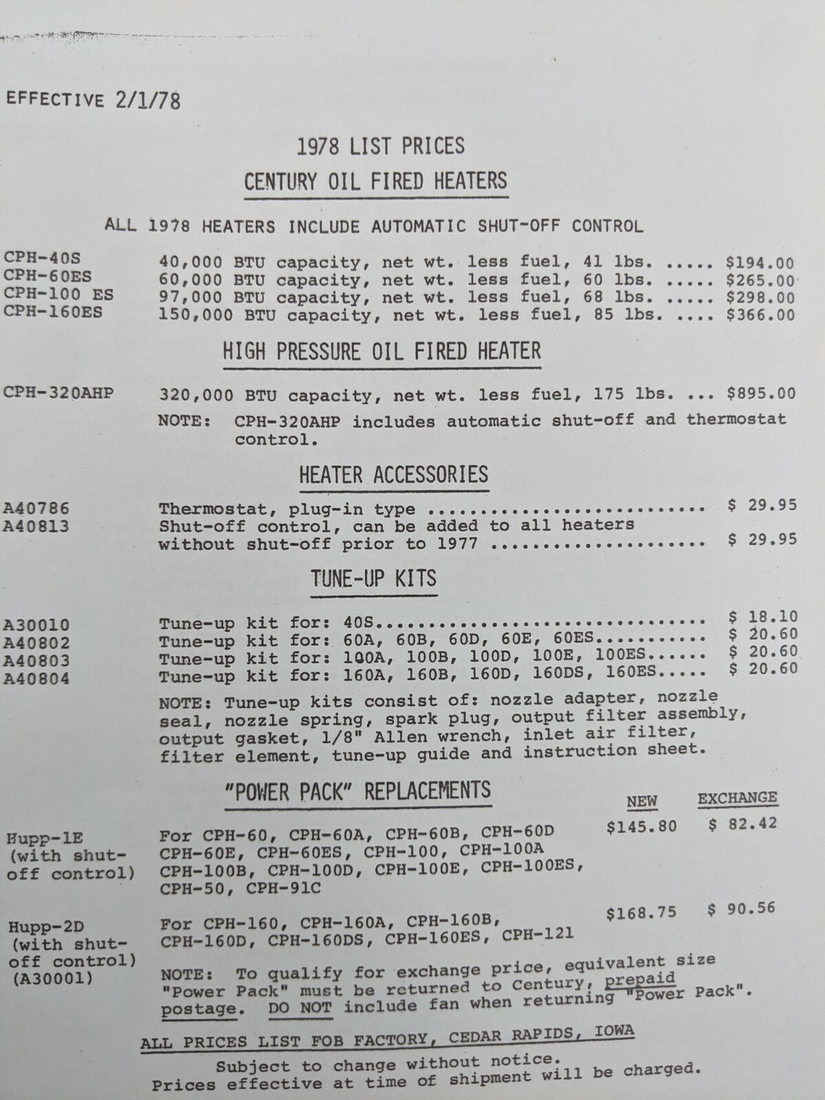 Vintage 1978 Century Engineering Newsletter « Extra » & Heaters Dealer Price Book