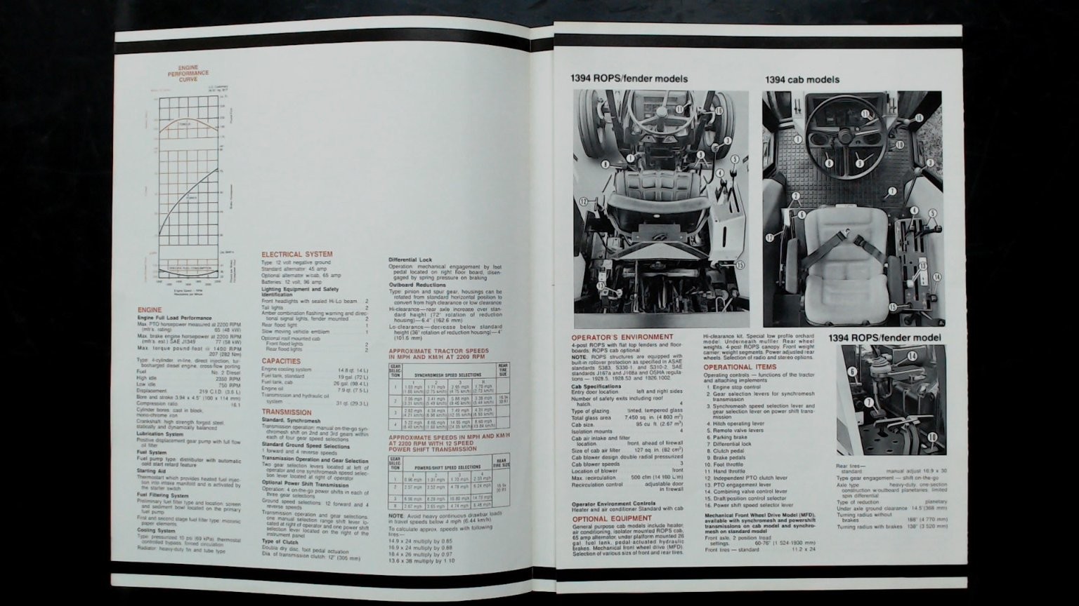Case Model 1394 General Purpose Tractor Brochure Vintage 1970s Black White