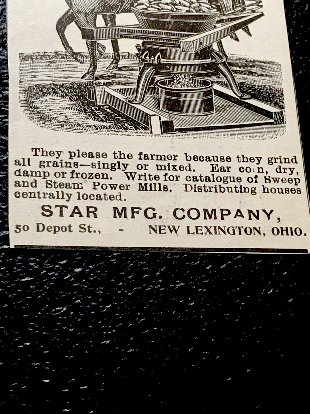 ORIGINAL 1897 Star Feed Grinder Farm Advertising – New Lexington – Ohio