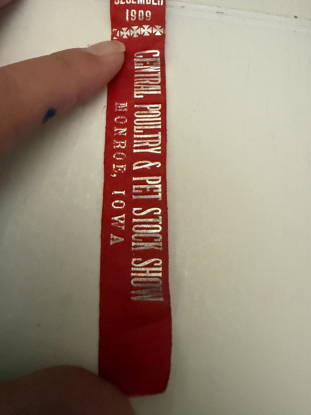 1909 Central Poultry & Pet Stock Show Monroe Iowa Second Premium Ribbon